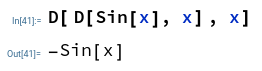 প্রথমবার ডিফারেনশিয়েট করে যে মান পাওয়া গেছে তাকে আবার D[] এর মধ্যে দিয়ে ২য়বার ডিফারেনশিয়েট করা হয়েছে।