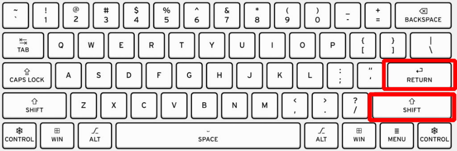 কীবোর্ডে shift & enter এর অবস্থান